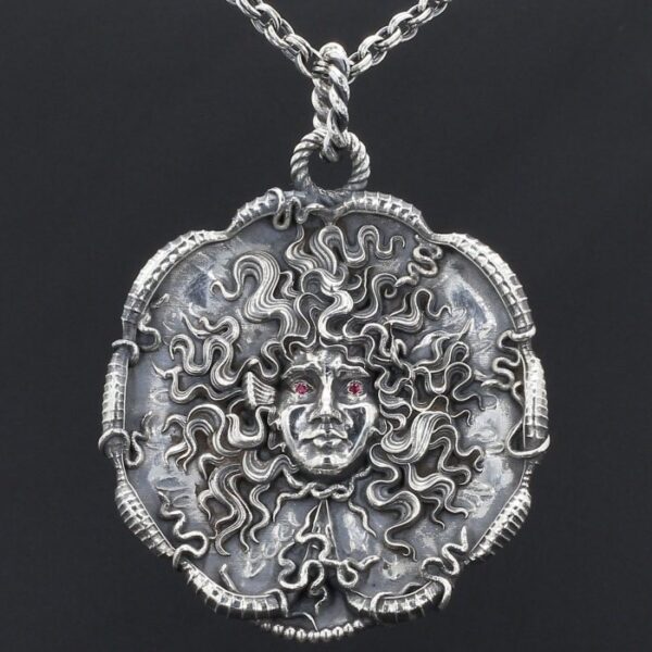 Medusa silver antique 2″ - Image 3