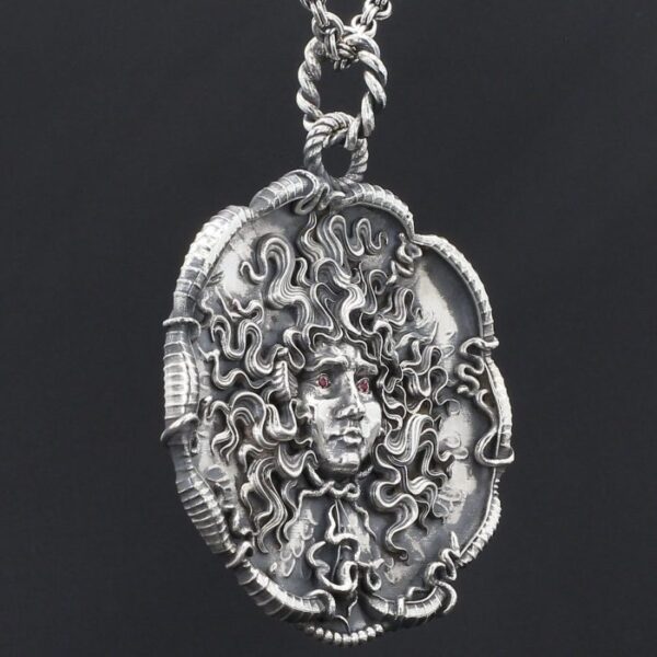 Medusa silver antique 2″ - Image 2