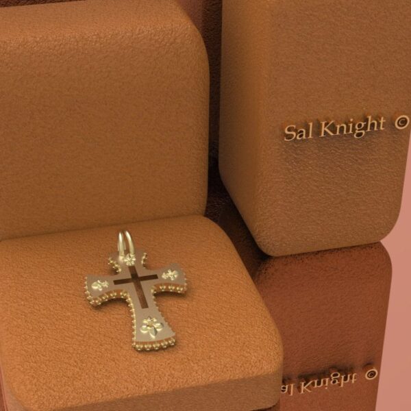 Templar cross fleur de lis 18K - Image 2