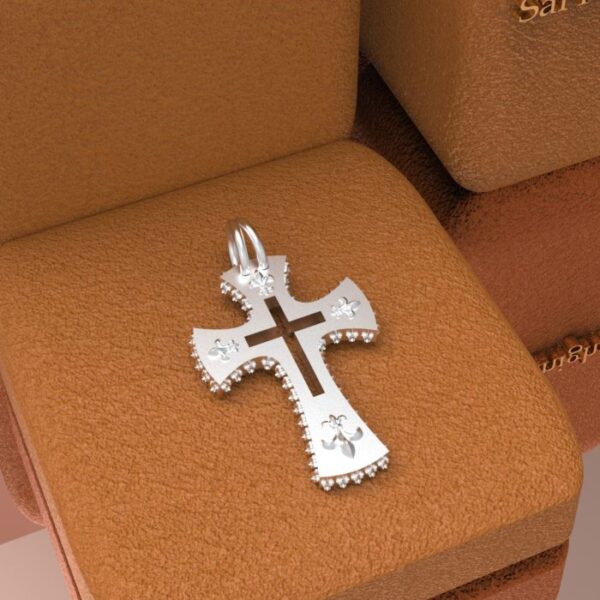 Templar cross fleur de lis 18K - Image 3